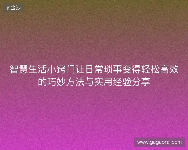 智慧生活小窍门让日常琐事变得轻松高效的巧妙方法与实用经验分享